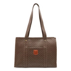 Celine Macadam Pattern Tote Shoulder Bag Leather Dark Brown Gold