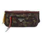 Prada Triangle Logo Waist Pouch Belt Bag Hip Camouflage Pattern Nylon Green