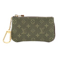 Louis Vuitton Monogram Mini Lin Pochette Cles Coin Purse with Khaki Green Key
