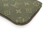 Louis Vuitton Monogram Mini Lin Pochette Cles Coin Purse with Khaki Green Key — view 3