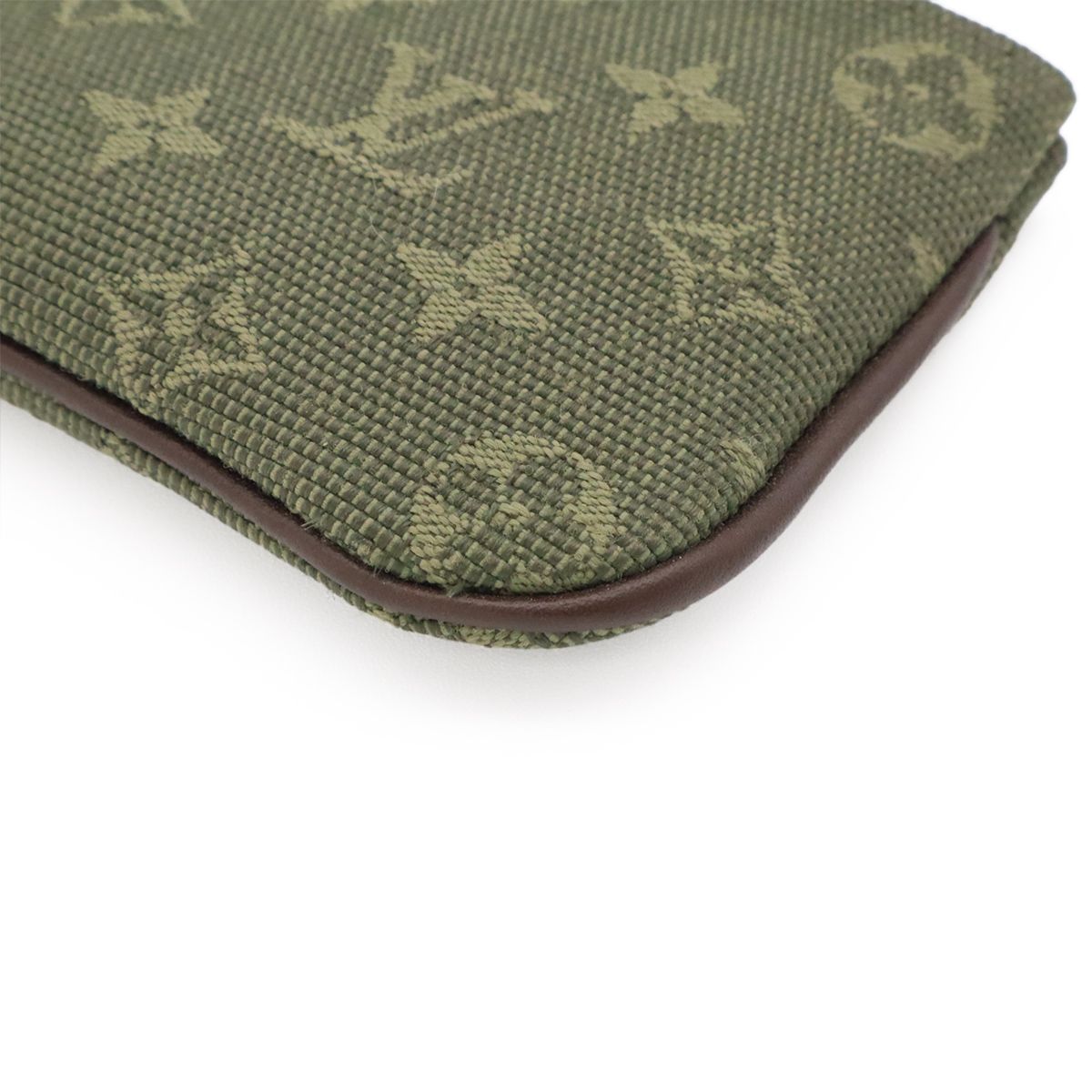 Louis Vuitton Monogram Mini Lin Pochette Cles Coin Purse with Khaki Green Key — view 3