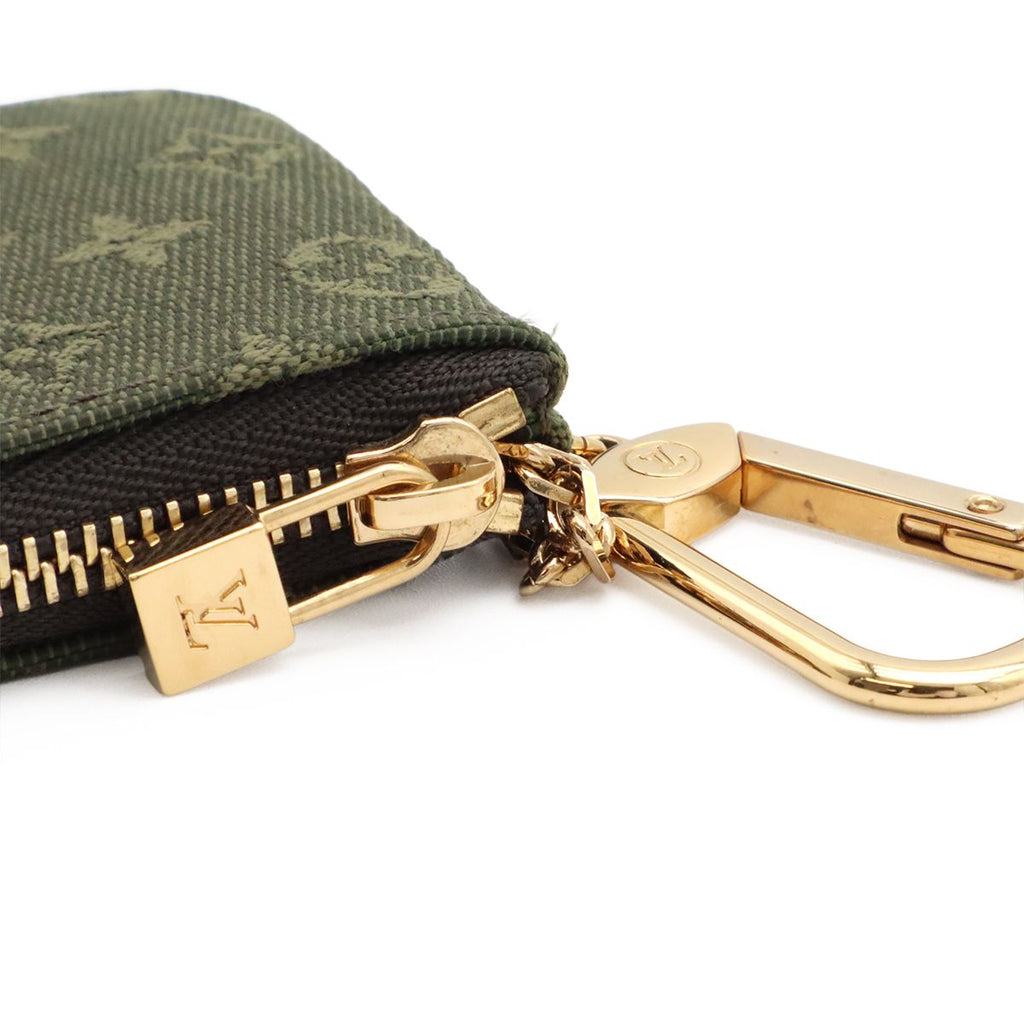 Louis Vuitton Monogram Mini Lin Pochette Cles Coin Purse with Khaki Green Key — view 5
