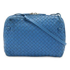Bottega Veneta Intrecciato Nodini Shoulder Bag Pochette Crossbody Leather Blue