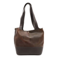 Hermes Picotin GM Long Shoulder Bag Tote Amazonia Leather Dark Brown Silver