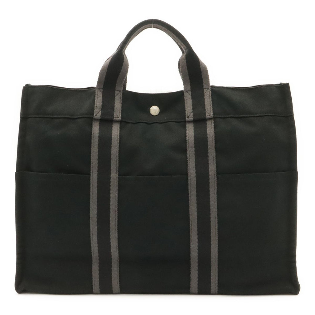 Hermes Fourre Tout MM Tote Bag Canvas Black Gray Silver