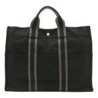 Hermes Fourre Tout MM Tote Bag Canvas Black Gray Silver