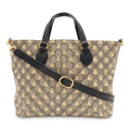 Gucci GG Supreme Bee Tote 2-Way Shoulder Bag Leather Beige Black Gold