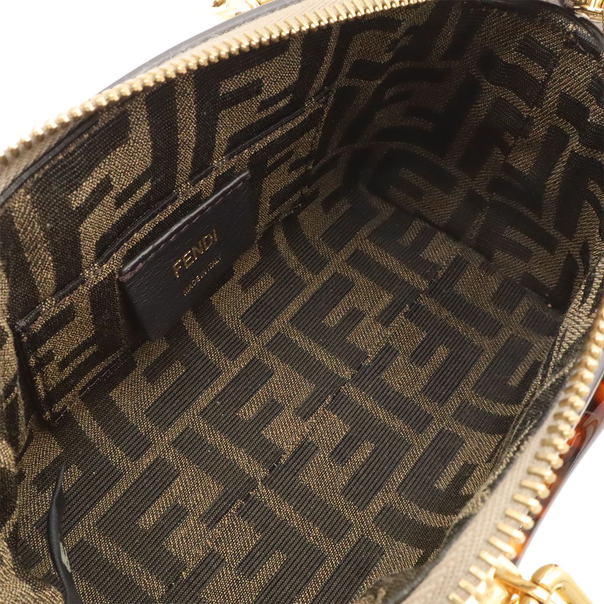 Fendi by the Way Mini Logo Mini Bag 2-Way Pochette Leather Gray Gold — view 7
