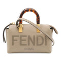 Fendi by the Way Mini Logo Mini Bag 2-Way Pochette Leather Gray Gold