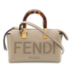 Fendi by the Way Mini Logo Mini Bag 2-Way Pochette Leather Gray Gold