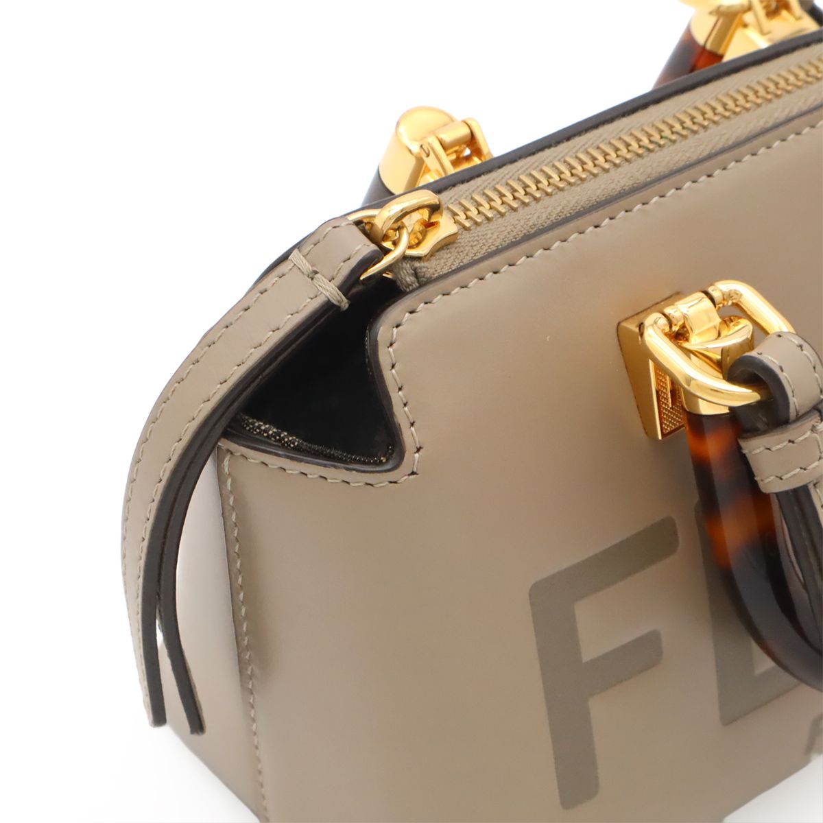 Fendi by the Way Mini Logo Mini Bag 2-Way Pochette Leather Gray Gold — view 6