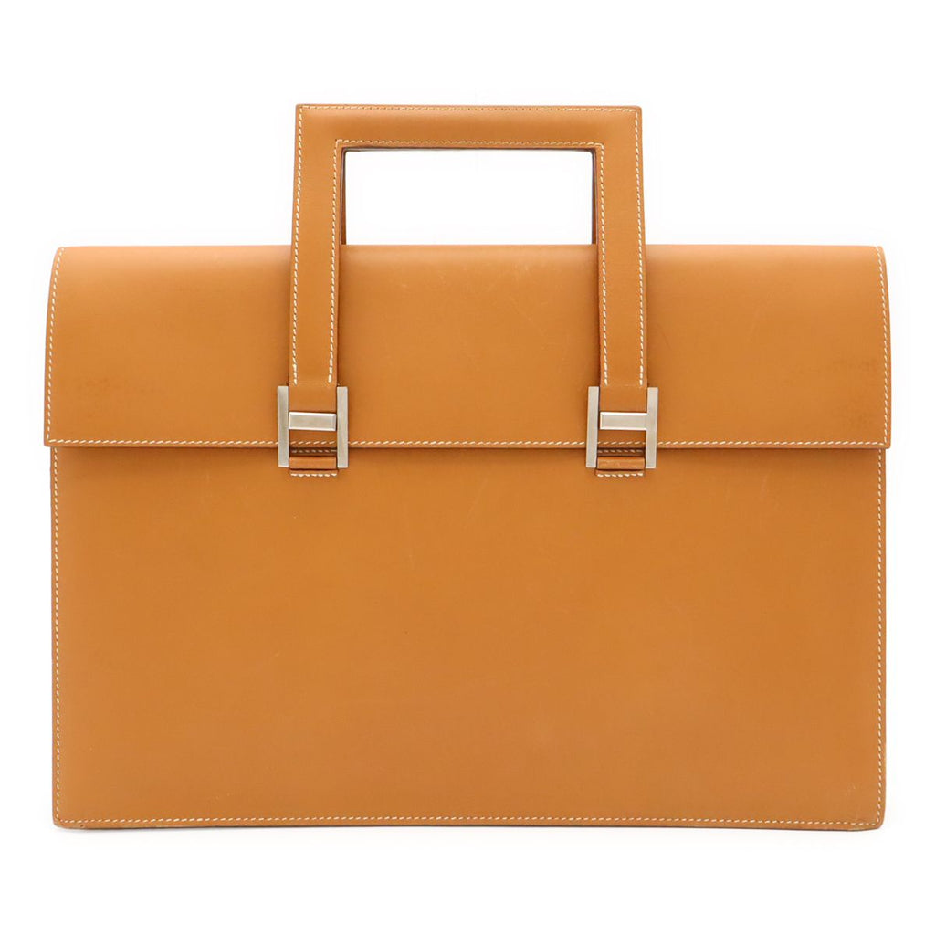 Hermes 365 PM Business Briefcase Document Purse Tablet Case Leather Light Brown
