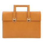 Hermes 365 PM Business Briefcase Document Purse Tablet Case Leather Light Brown