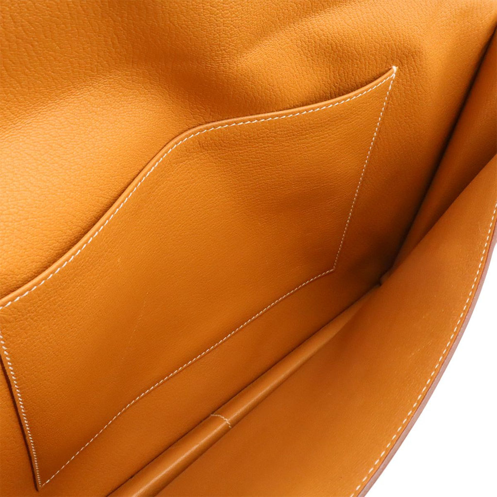 Hermes 365 PM Business Briefcase Document Purse Tablet Case Leather Light Brown — view 5