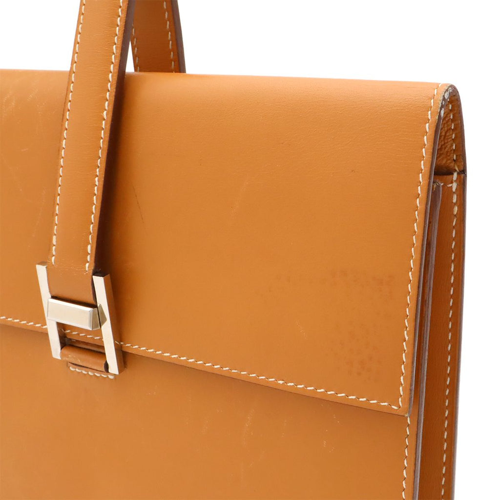 Hermes 365 PM Business Briefcase Document Purse Tablet Case Leather Light Brown — view 8