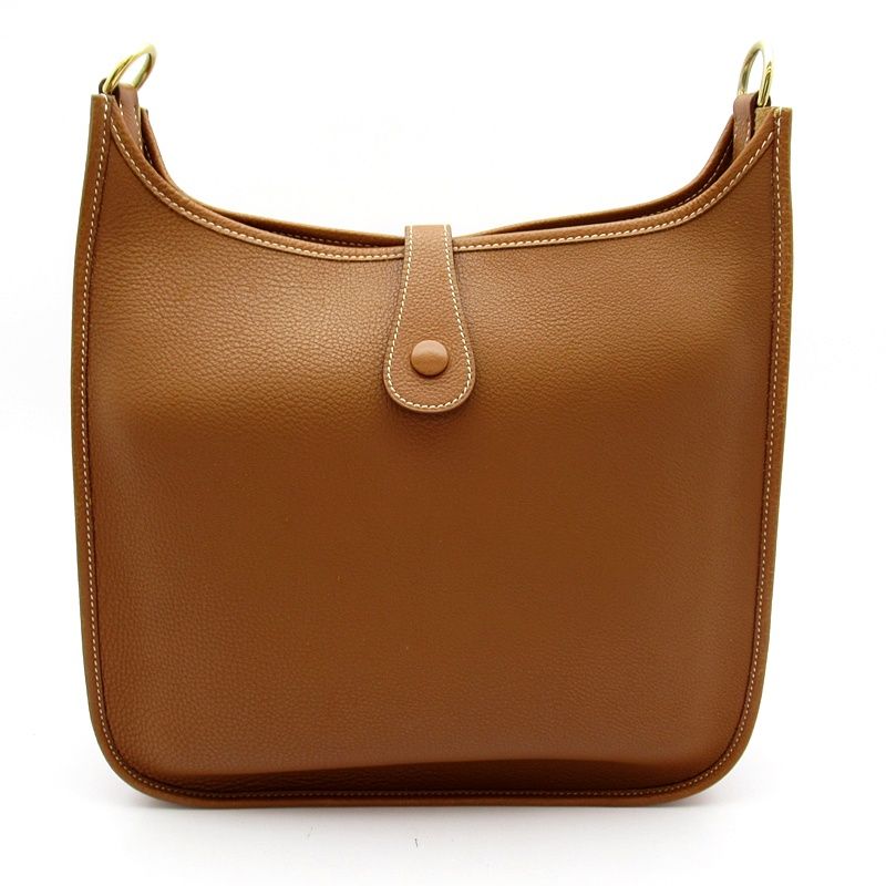 Hermes Evelyne 1 GM Taurillon Clemence Shoulder Bag Gold — view 3