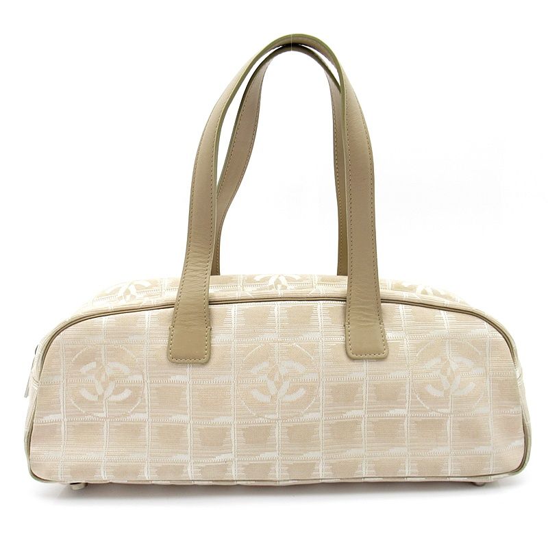 Chanel New Travel Line Mini Boston Bag Nylon Beige Gold