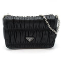 Prada Triangle Logo Nappa Gaufre 2-Way Shoulder Bag Leather Black