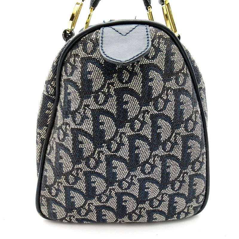 Dior Trotter Mini Boston Bag Canvas Leather Navy — view 3