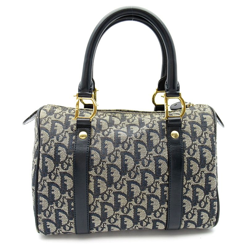 Dior Trotter Mini Boston Bag Canvas Leather Navy — view 4