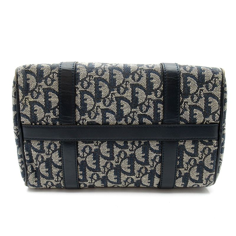 Dior Trotter Mini Boston Bag Canvas Leather Navy — view 6