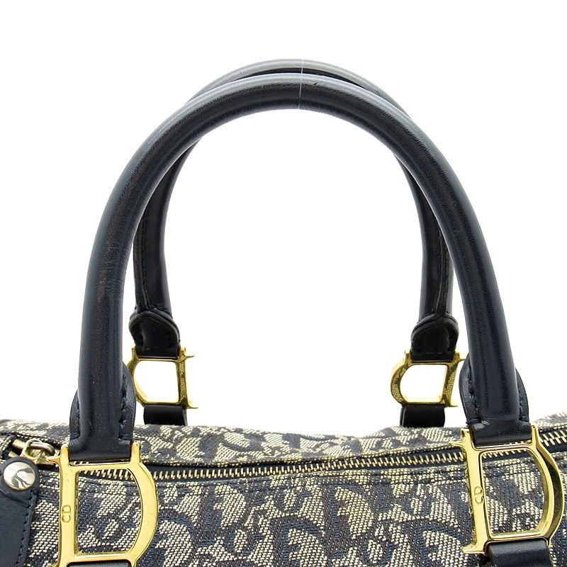Dior Trotter Mini Boston Bag Canvas Leather Navy — view 2