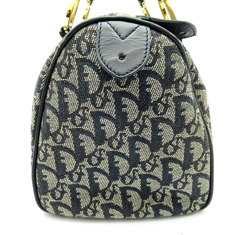 Dior Trotter Mini Boston Bag Canvas Leather Navy — view 5