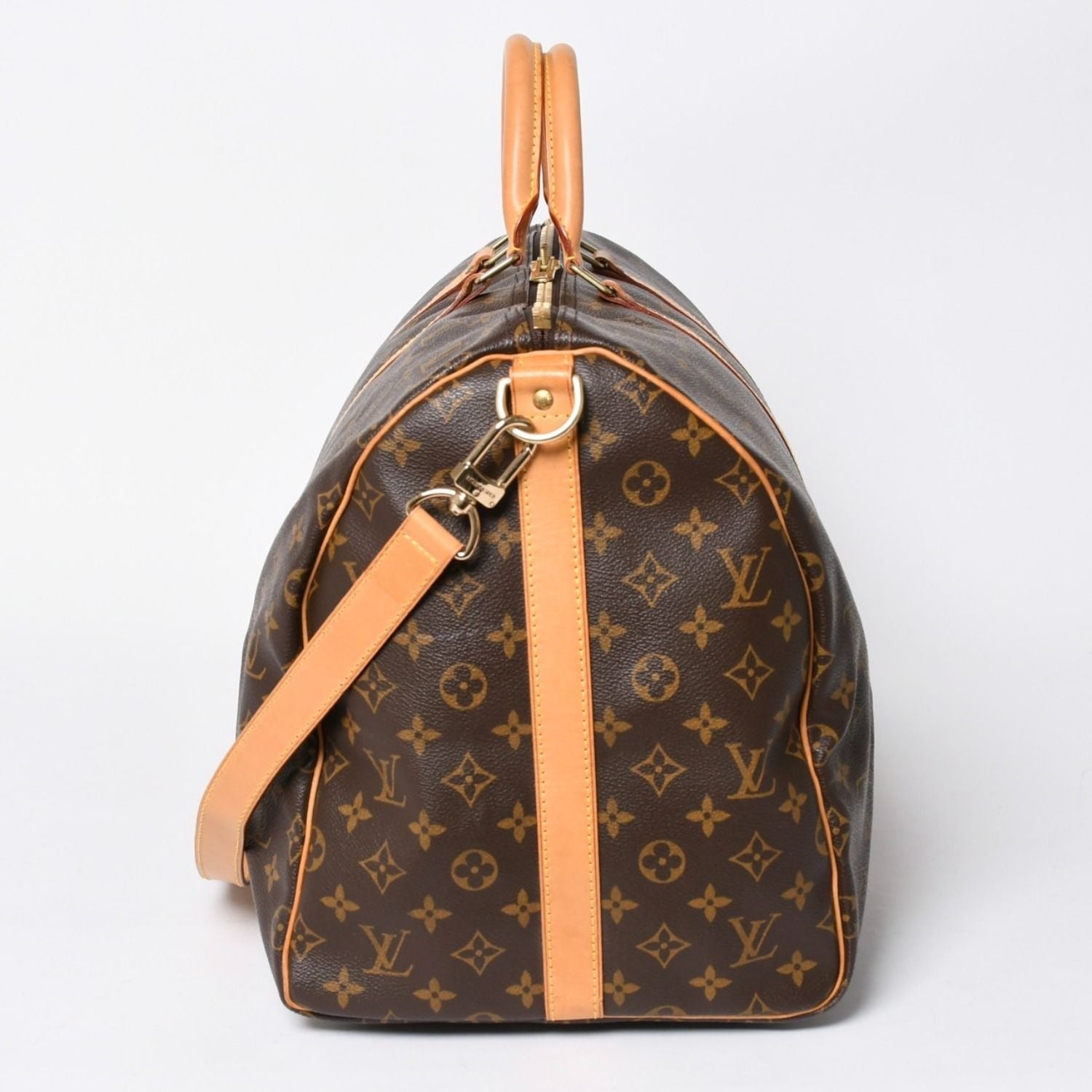 Louis Vuitton Monogram Keepall Bandouliere 55 2-Way Boston Bag Brown Canvas — view 4