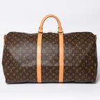 Louis Vuitton Monogram Keepall Bandouliere 55 2-Way Boston Bag Brown Canvas — view 2