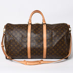 Louis Vuitton Monogram Keepall Bandouliere 55 2-Way Boston Bag Brown Canvas