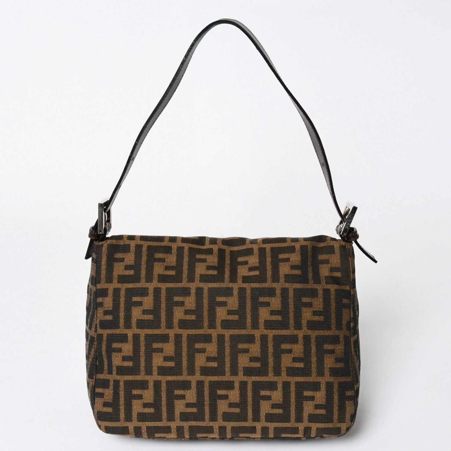 Fendi Mamma Baguette Bag Zucca Pattern Brown Vintage Silver — view 2