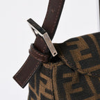 Fendi Mamma Baguette Bag Zucca Pattern Brown Vintage Silver — view 4