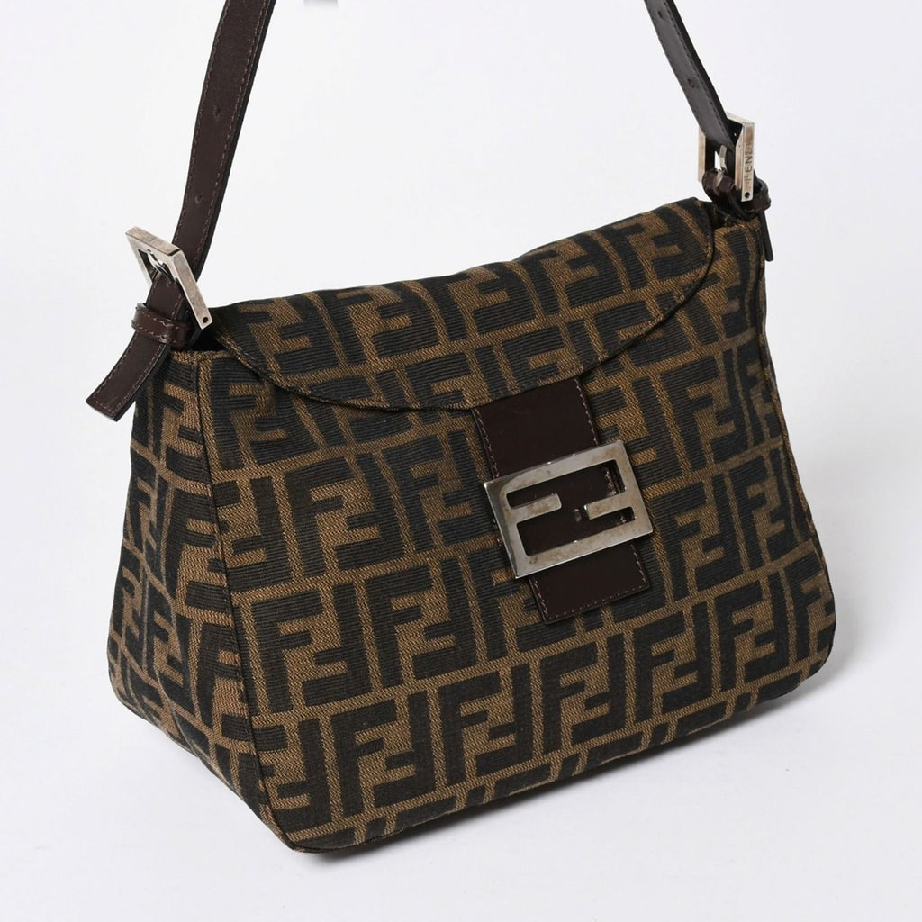 Fendi Mamma Baguette Bag Zucca Pattern Brown Vintage Silver — view 3
