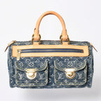 Louis Vuitton Neo Speedy Handbag Monogram Denim Indigo Blue Gold