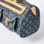 Louis Vuitton Neo Speedy Handbag Monogram Denim Indigo Blue Gold — view 4