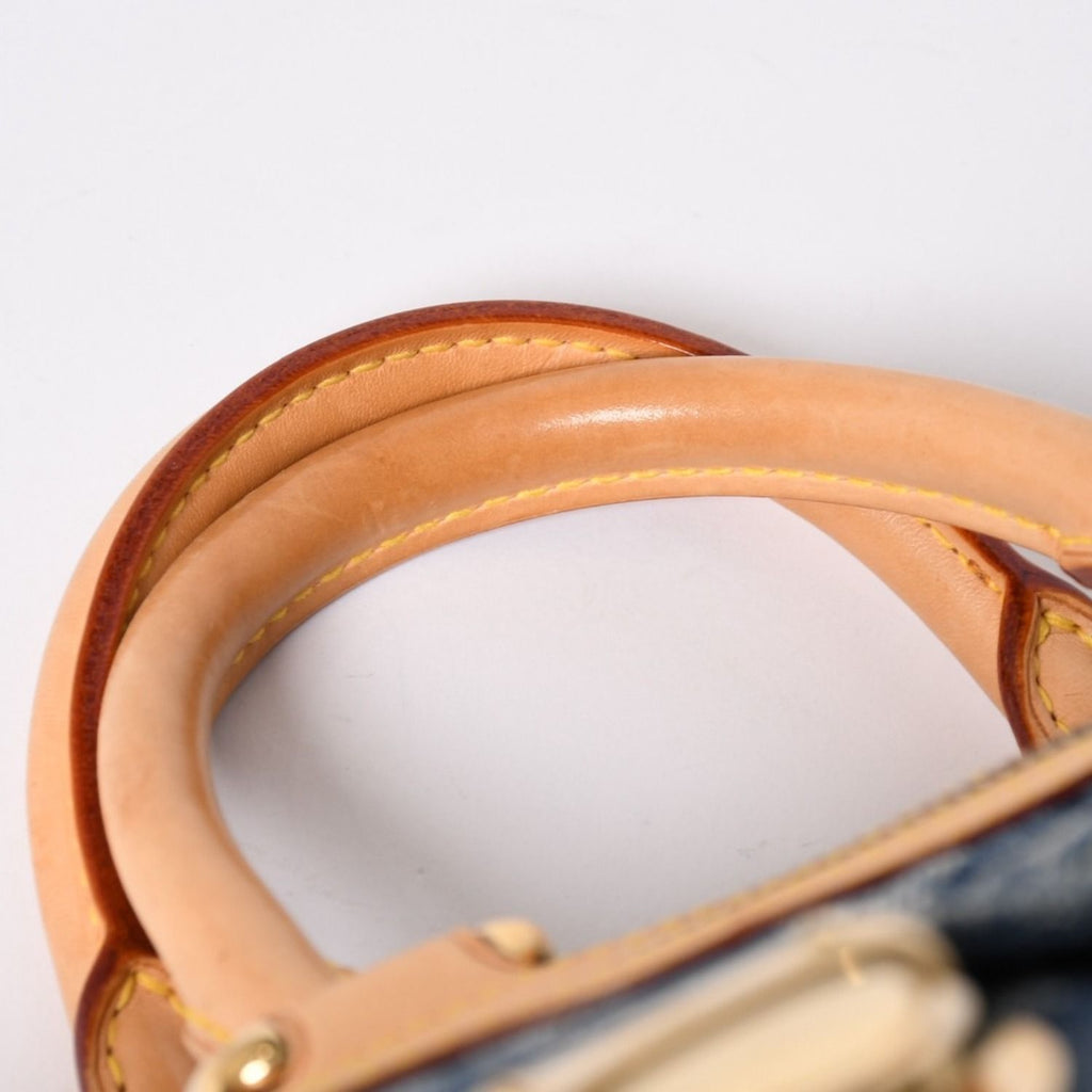 Louis Vuitton Neo Speedy Handbag Monogram Denim Indigo Blue Gold — view 7