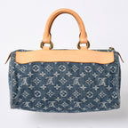 Louis Vuitton Neo Speedy Handbag Monogram Denim Indigo Blue Gold — view 2