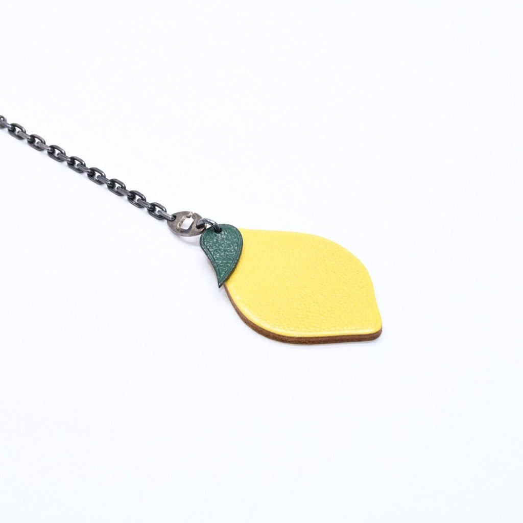 Hermes Charm Bag Leather Lemon Yellow Green Chevre — view 4