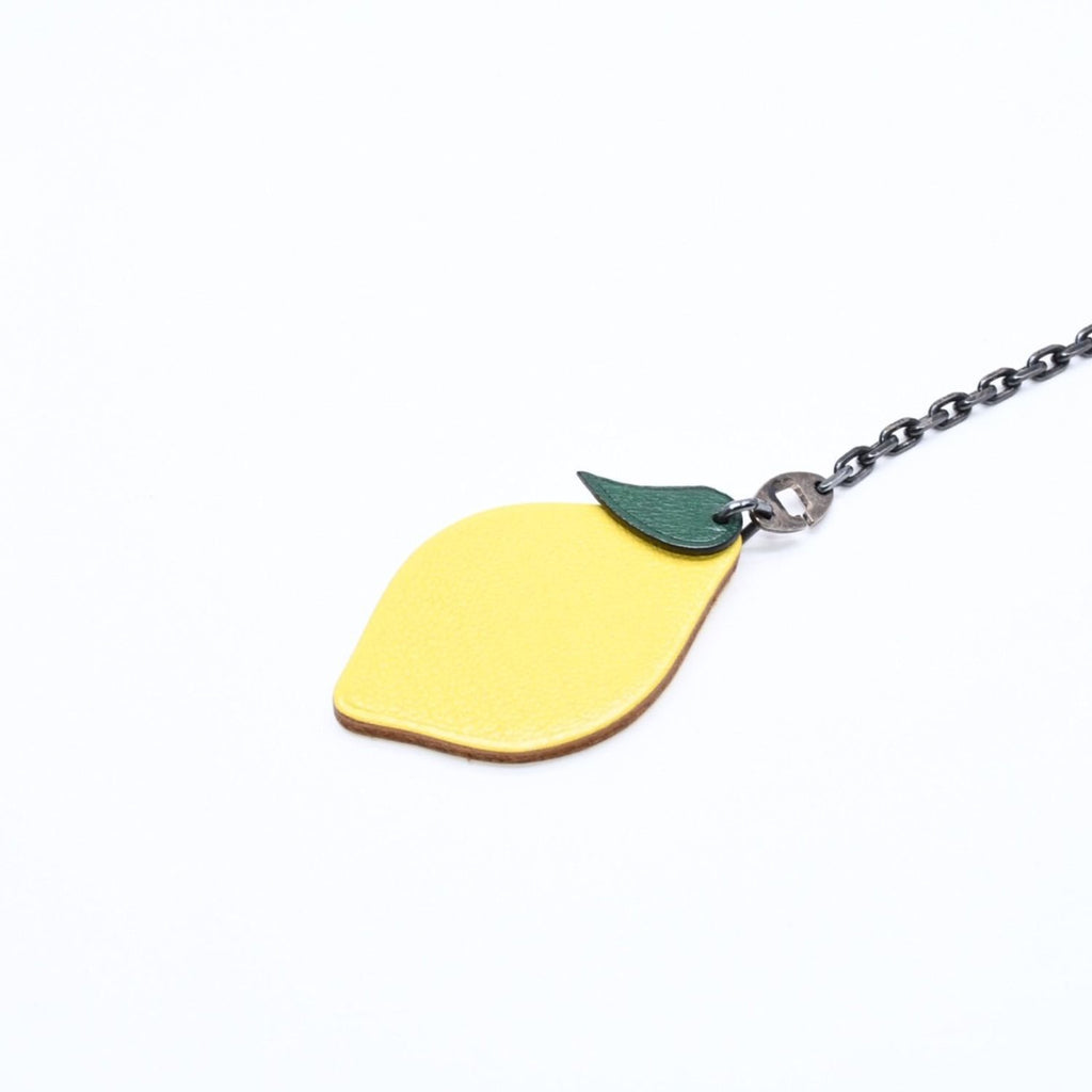 Hermes Charm Bag Leather Lemon Yellow Green Chevre — view 3