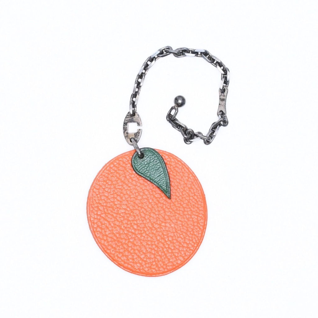 Hermes Charm Bag Leather Orange Green Chevre