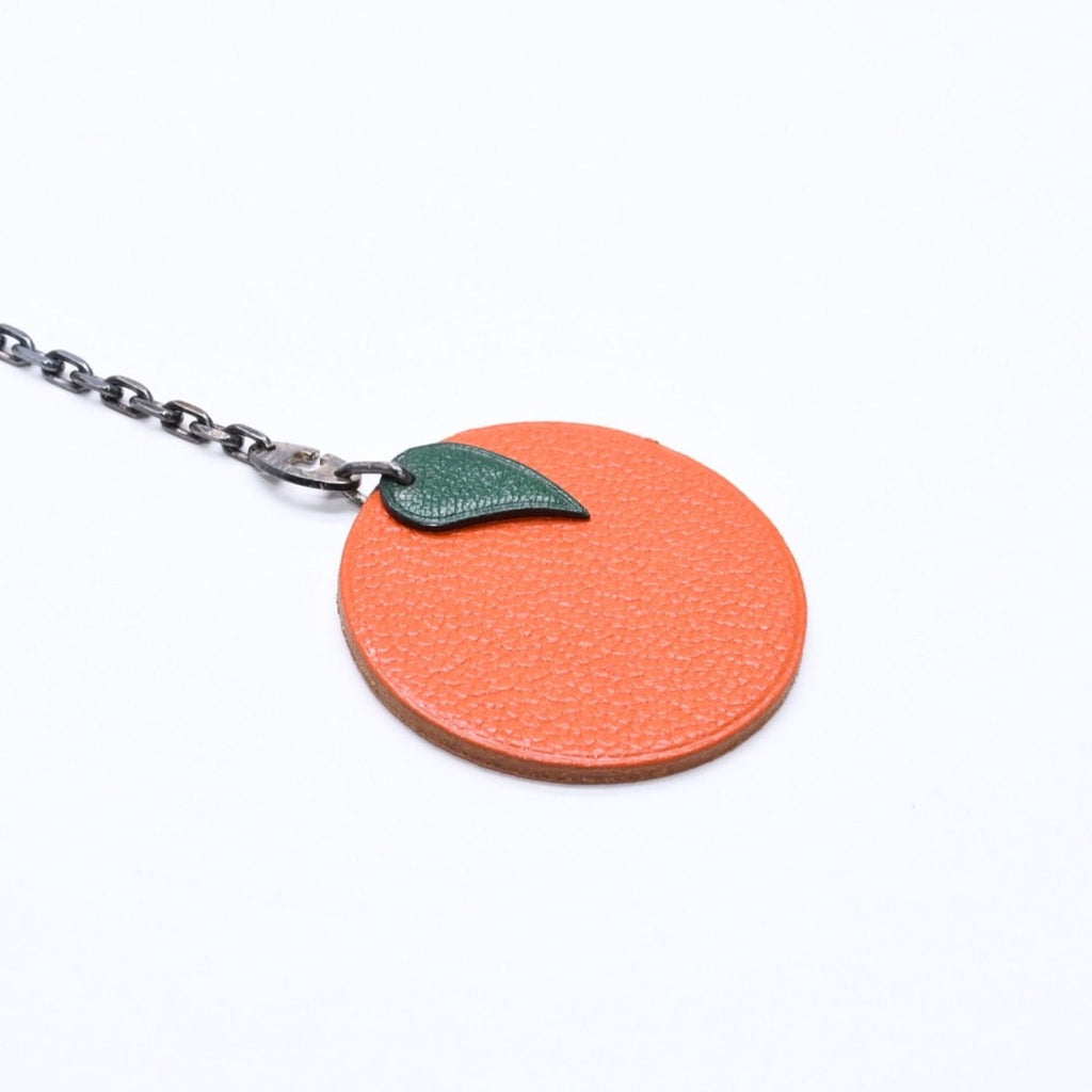Hermes Charm Bag Leather Orange Green Chevre — view 4