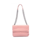 Bottega Veneta Shoulder Bag Intrecciato Pink Leather Chain