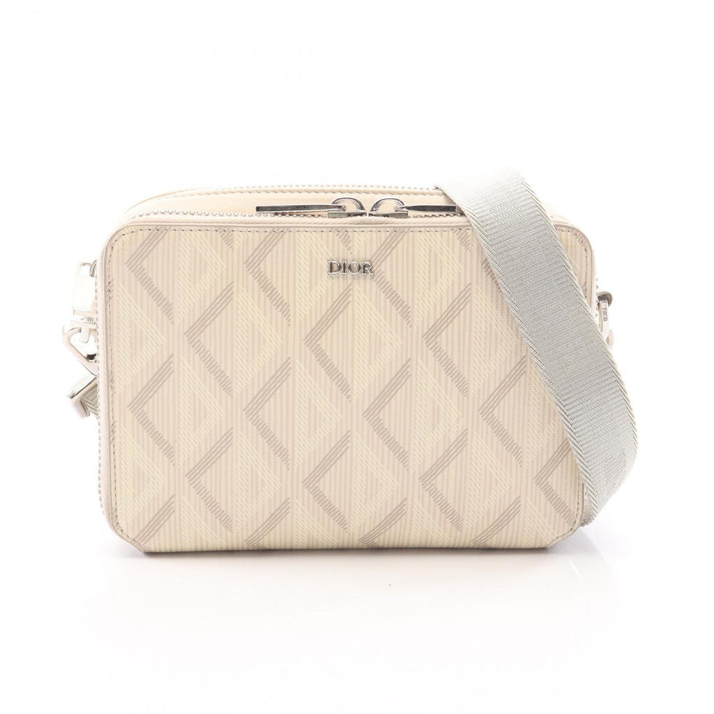 Dior Shoulder Bag Messenger Pouch CD Diamond Ivory Canvas Leather