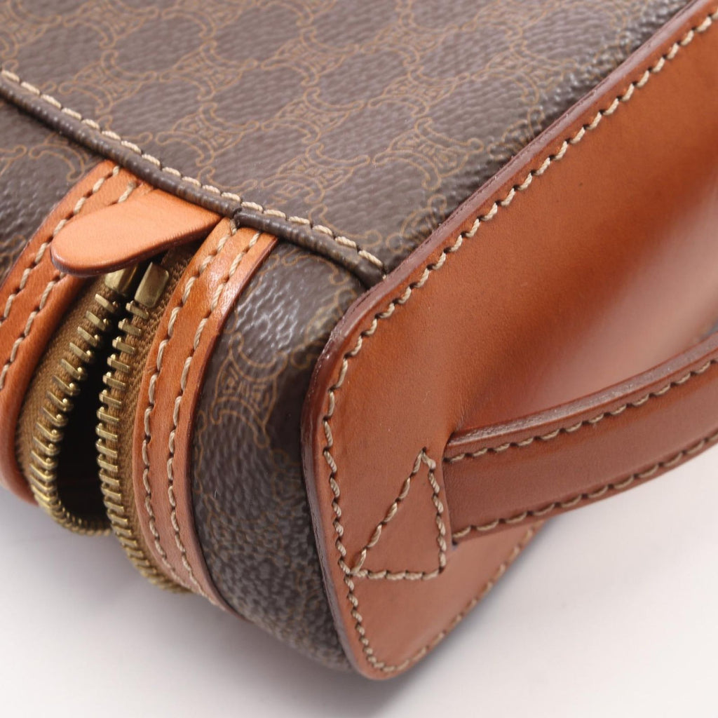Celine Handbag Macadam Brown Canvas Leather Vanity Bag — view 6