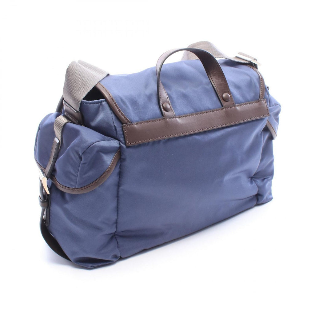 Prada Shoulder Bag Re-Nylon Flap Blue Gray Nylon Leather to Line Guru Logo — view 2