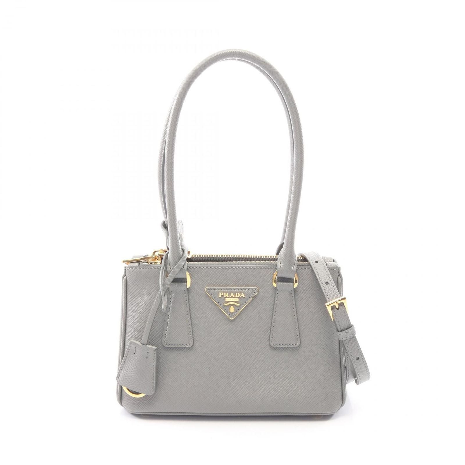 Prada Handbag Galleria Gray Saffiano Leather 2-Way Tote Mini