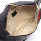 Gucci Waist Bag Vintage Logo Webbing Line Black Green Red Leather Print — view 3
