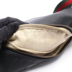 Gucci Waist Bag Vintage Logo Webbing Line Black Green Red Leather Print — view 5