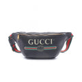 Gucci Waist Bag Vintage Logo Webbing Line Black Green Red Leather Print