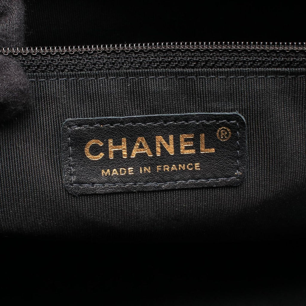 Chanel Quilted CC Logo Black Caviar Leather CC Boston Bag — view 4